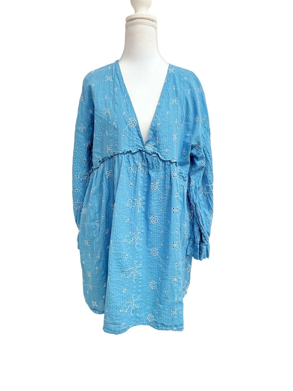 Zara 3/4 sleeve light blue dress